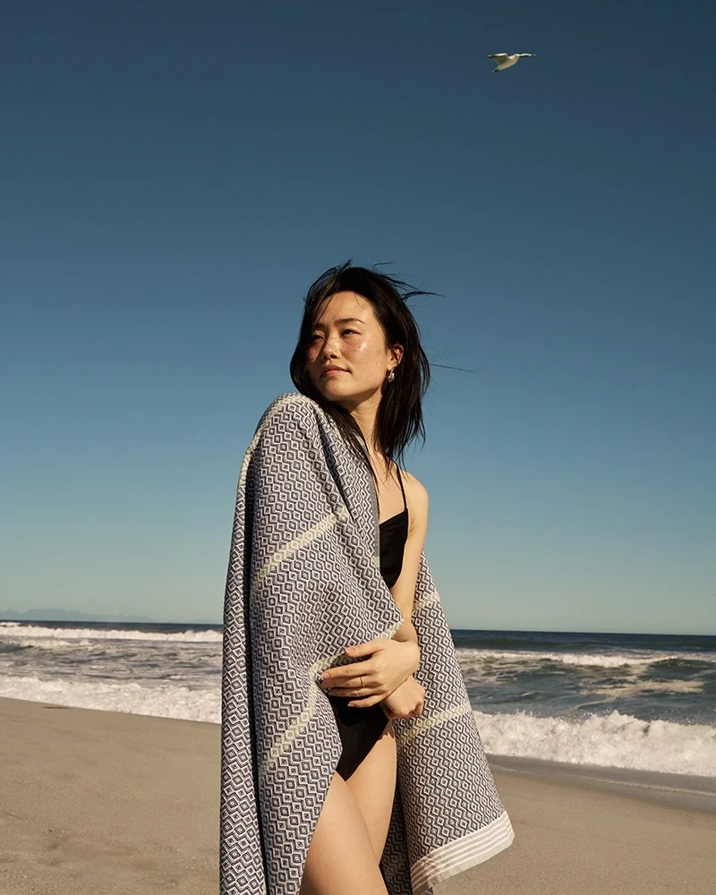 Itawuli Bath Sheet — Atlantic Blue · official Mungo photograph