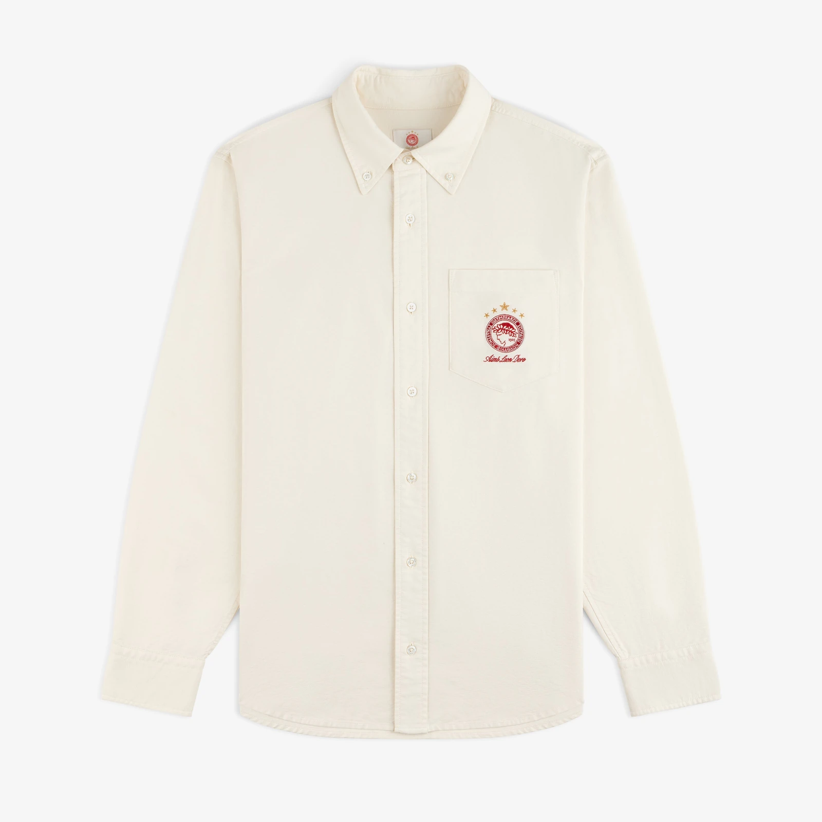 ALD / Olympiacos F.C. Logo Oxford Shirt — Cream · official Aimé Leon Dore photograph