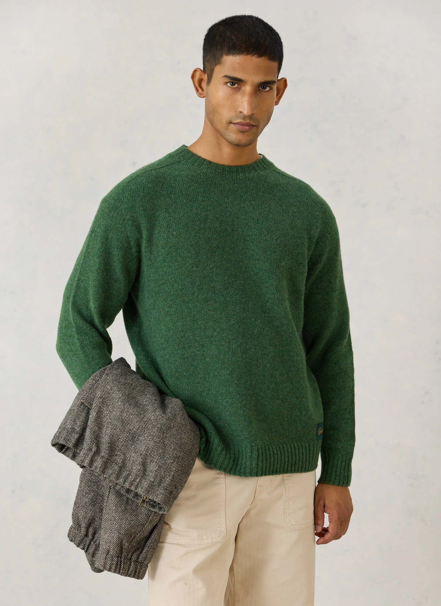 Lambswool Knit Jumper — Forest · official Percival photograph
