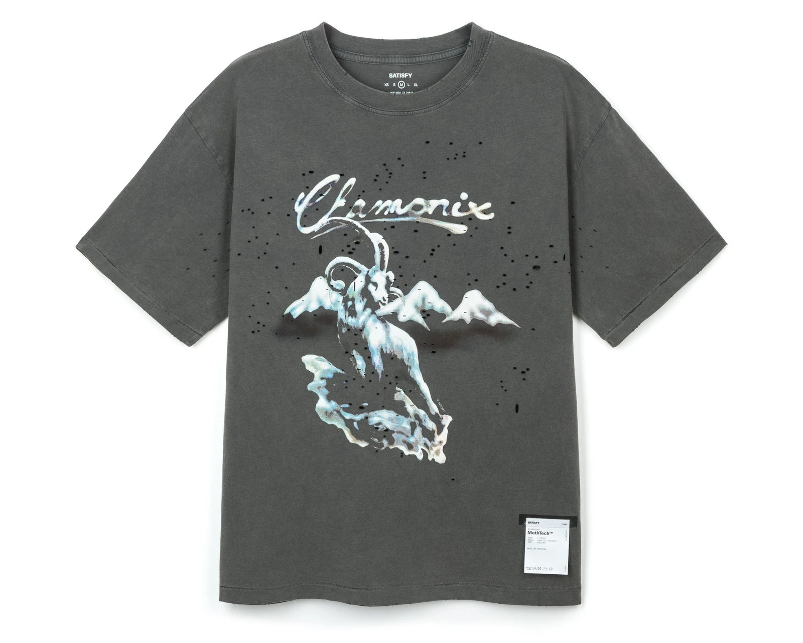 MothTech T-Shirt — Faded Black Chamonix · official SATISFY photograph