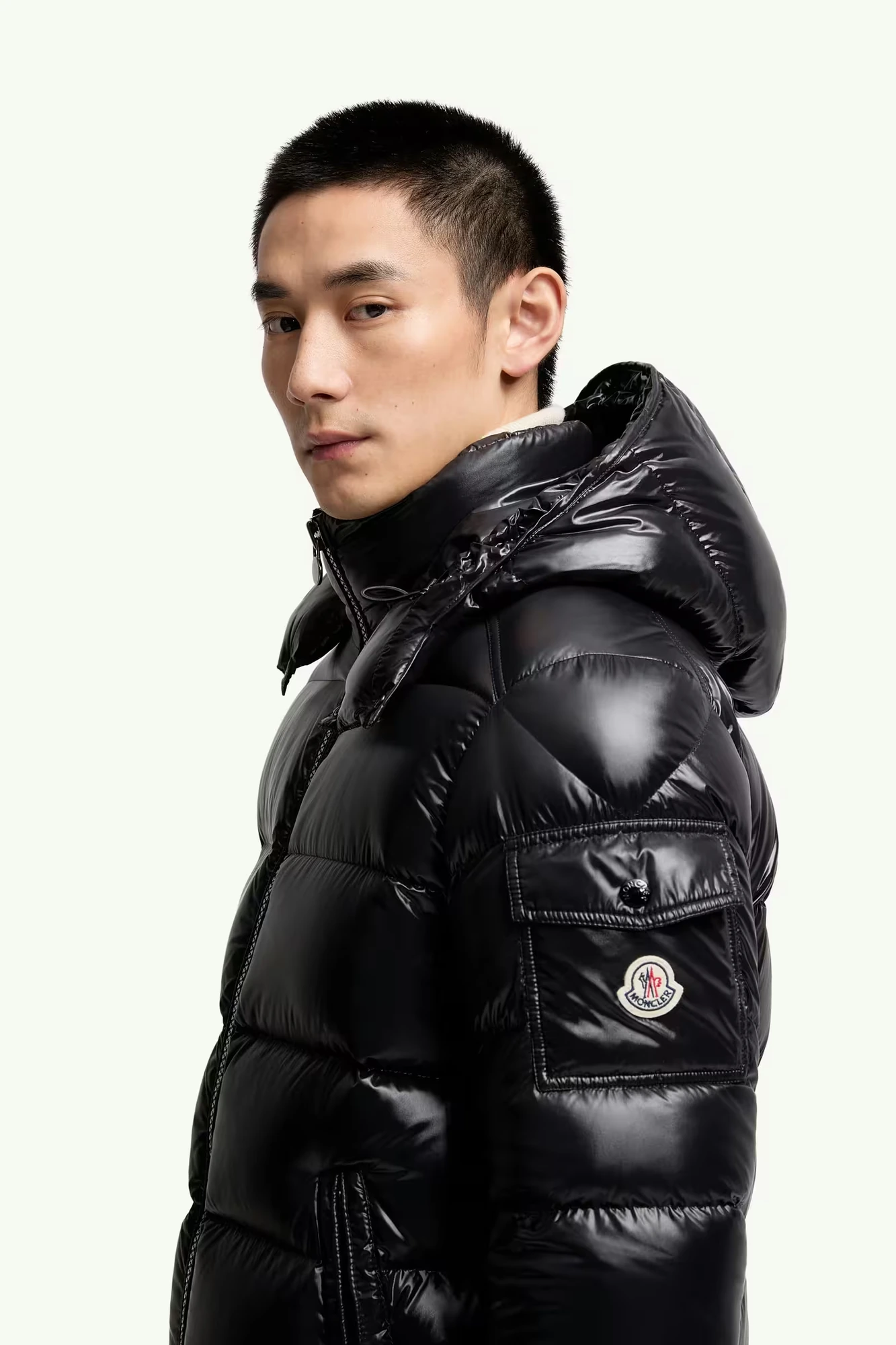 Maya Short Down Jacket — Black · official Moncler photograph