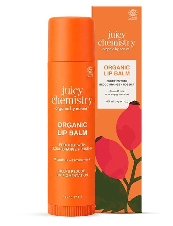 Blood Orange & Rosehip Lip Balm — 5 g Twist Tube · fotografía oficial Juicy Chemistry