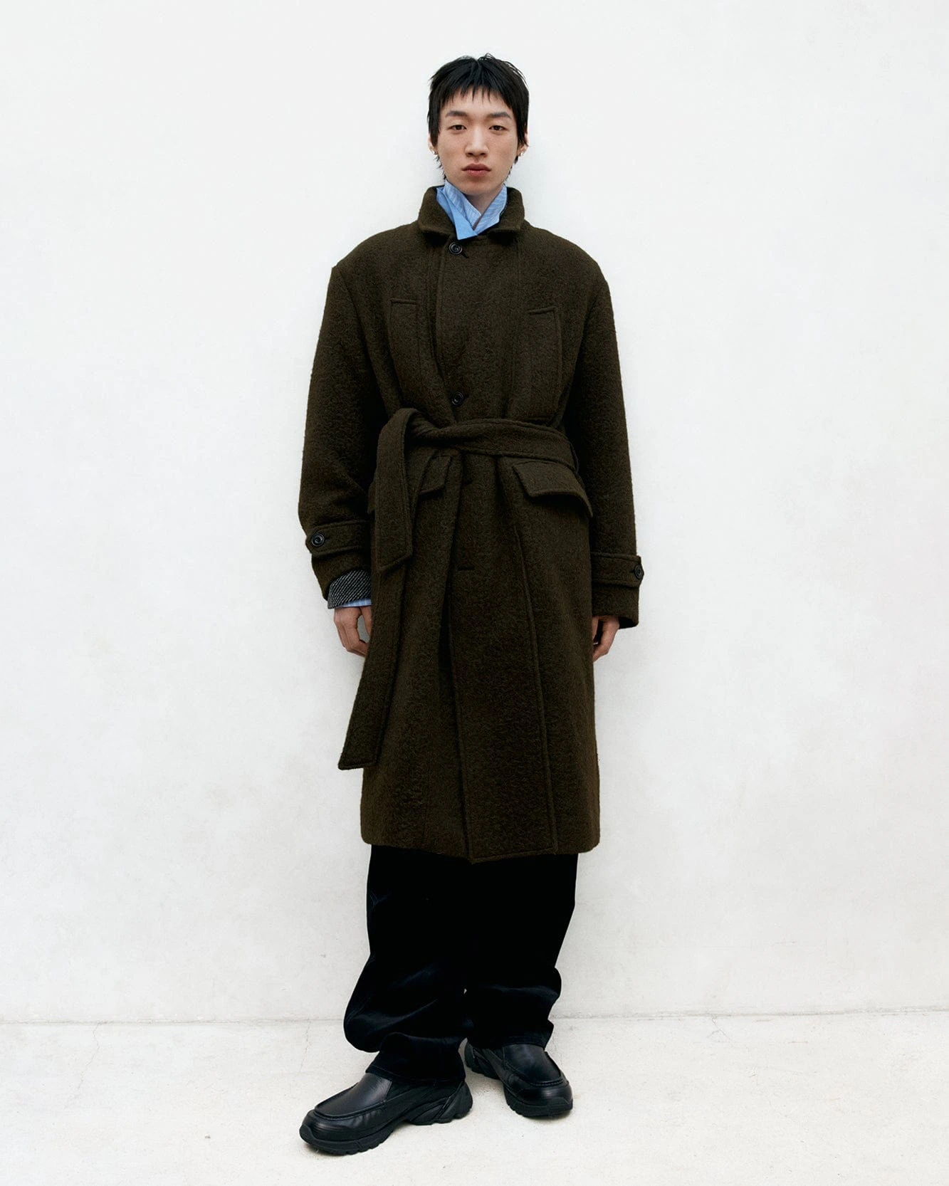 Mattia Shaggy Wool Robe Coat — Brown · official Andersson Bell photograph
