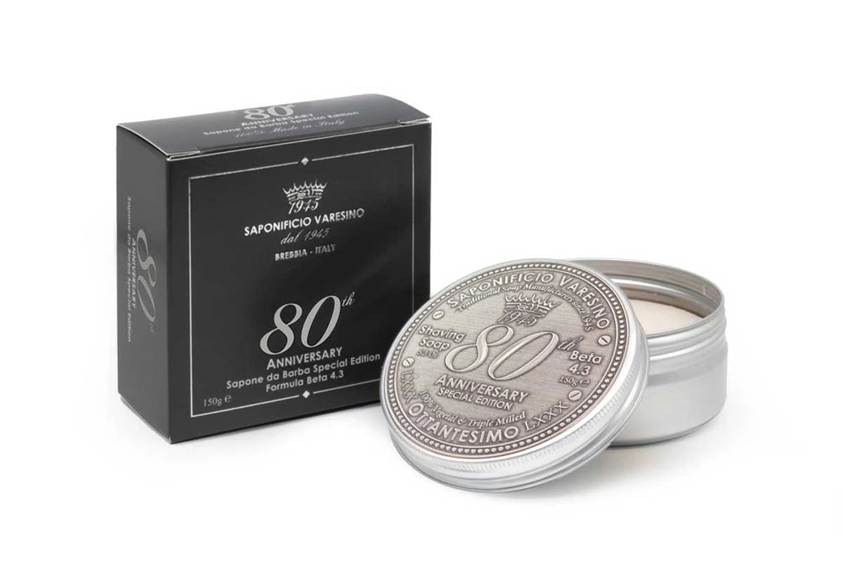 80th Anniversary Shaving Soap — 150 g · official Saponificio Varesino photograph