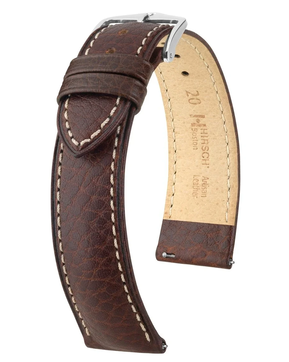 Boston — brown, 20 mm, L, silver buckle · fotografía oficial HIRSCH