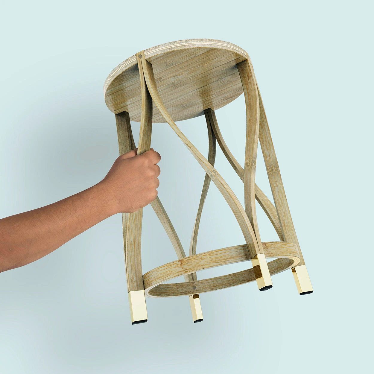 Lotus Stool — 50 cm, Brass · official Mianzi photograph