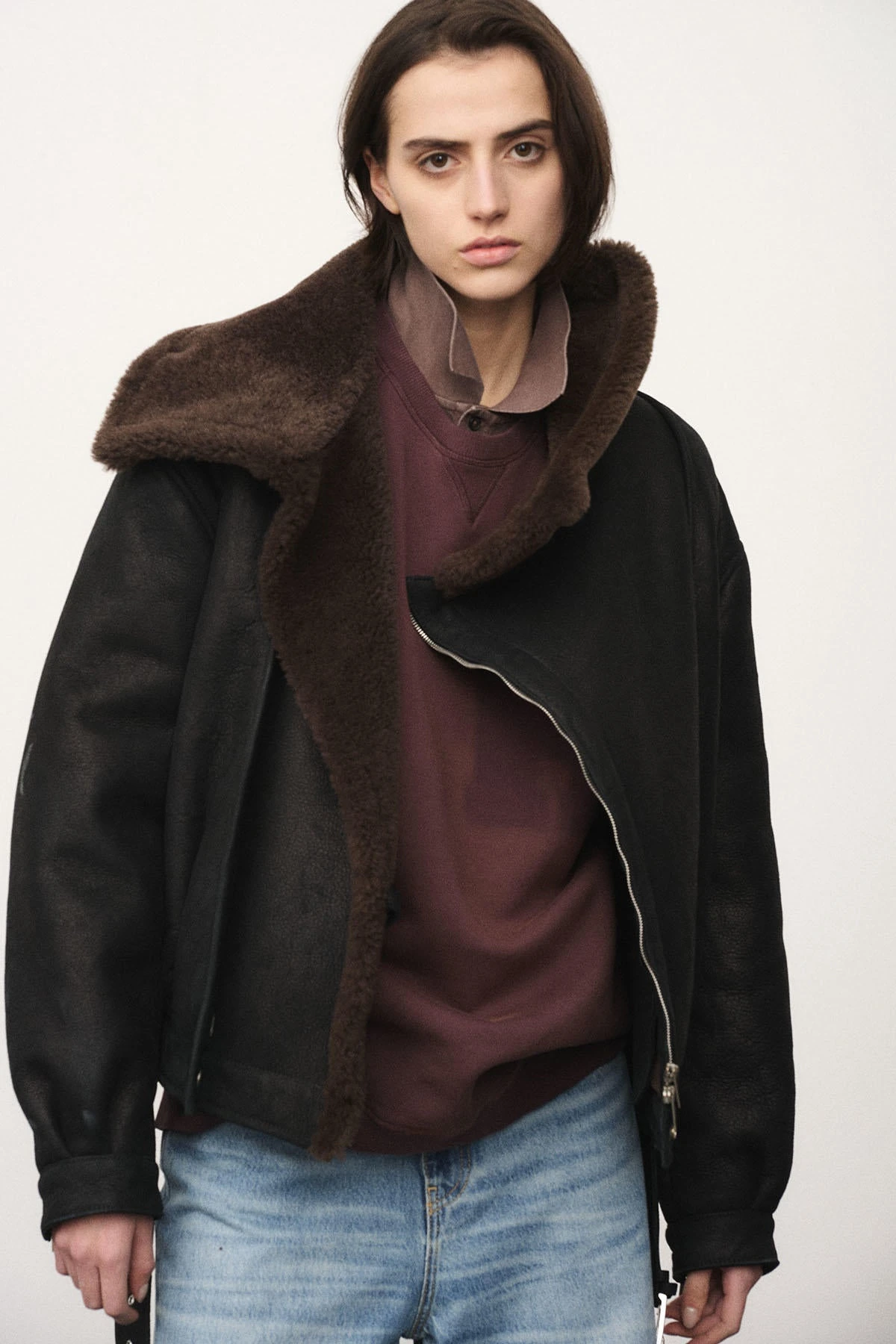 Aviator Shearling Jacket — HF261WL024LT049999 · fotografía oficial HALFBOY
