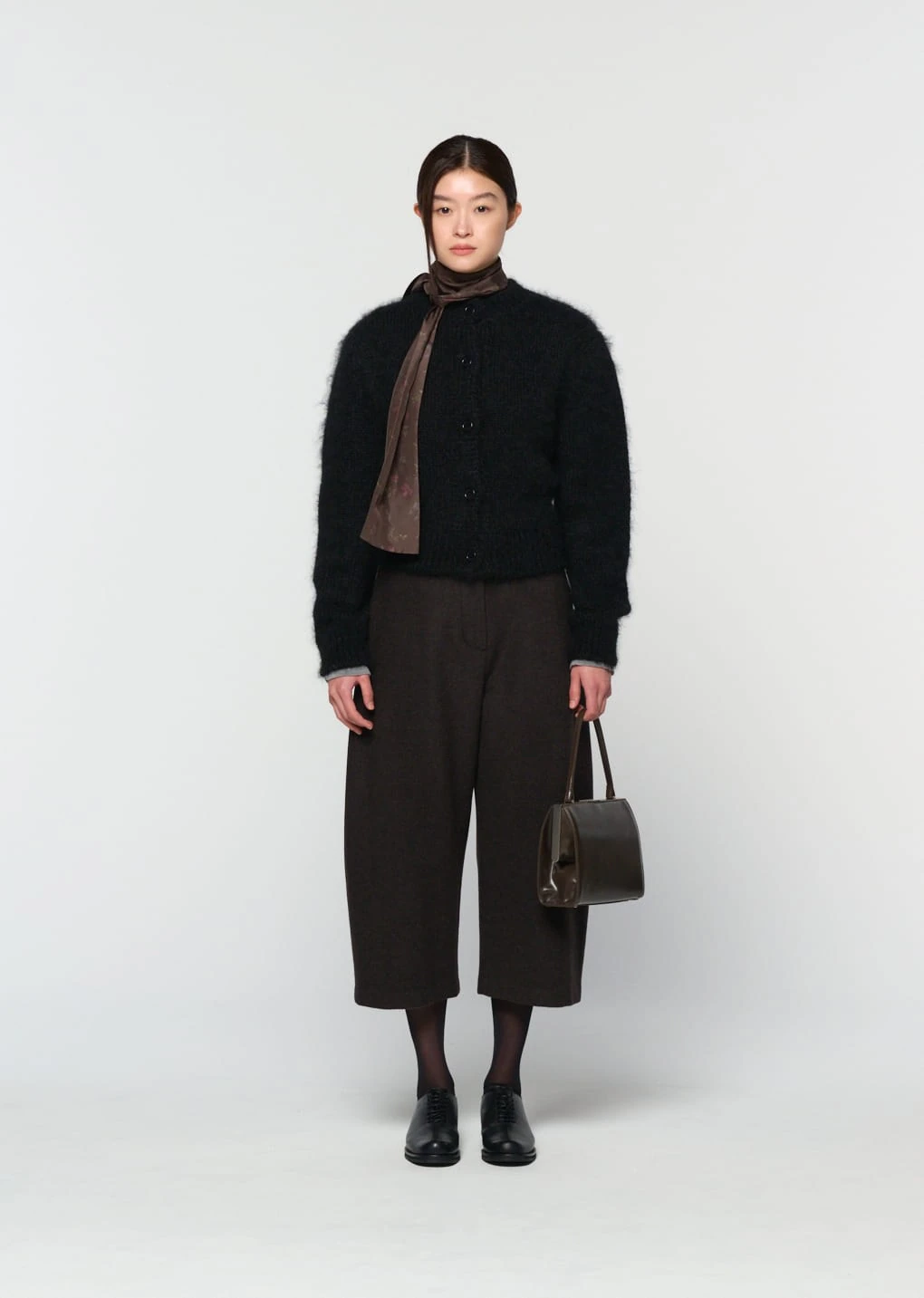 Curved Culotte Pants — Dark Brown official product image