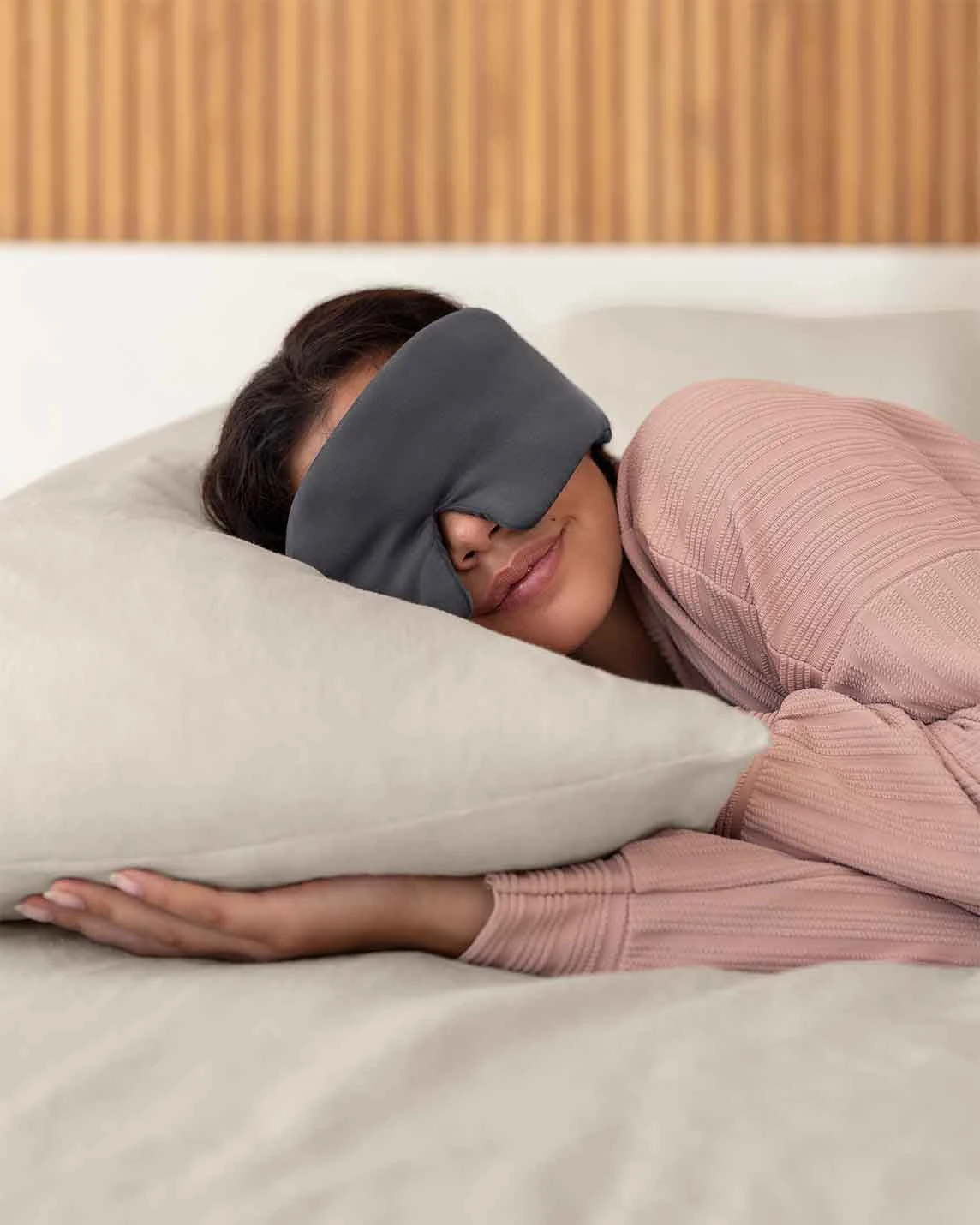 Weighted Silk Sleep Stone Mask — Grey with Amethyst official product image