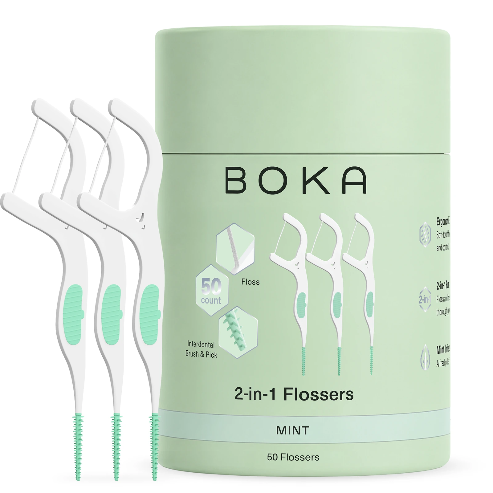 2-in-1 Flossers — 50 count imagen oficial del producto