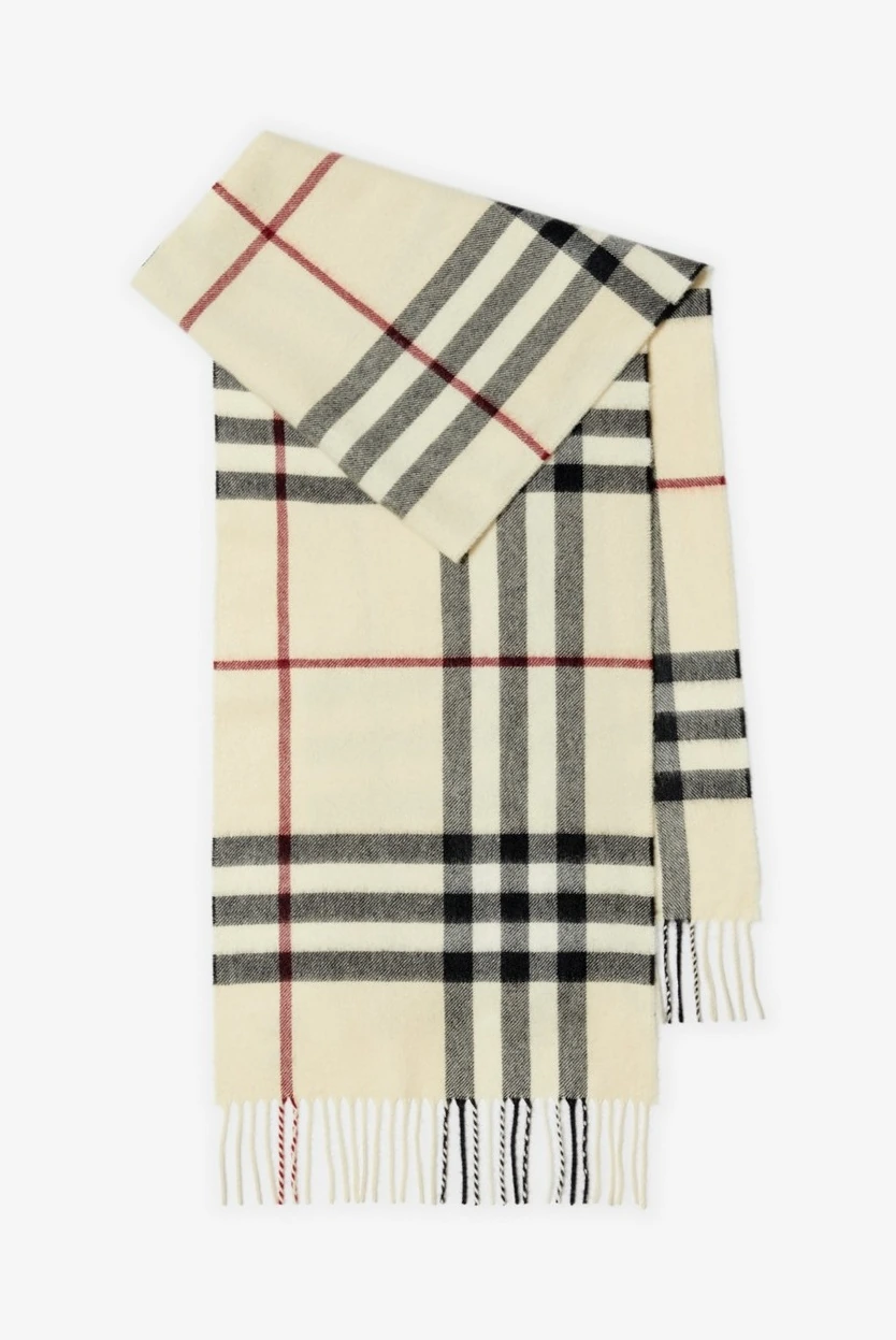 Check Cashmere Scarf — Stone Beige imagen oficial del producto