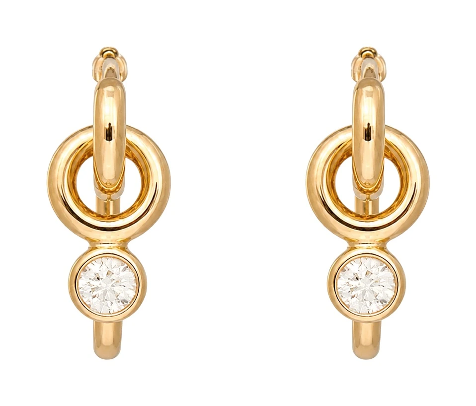 Twin Hoop Earrings — Yellow Gold / Diamonds, Pair imagen oficial del producto