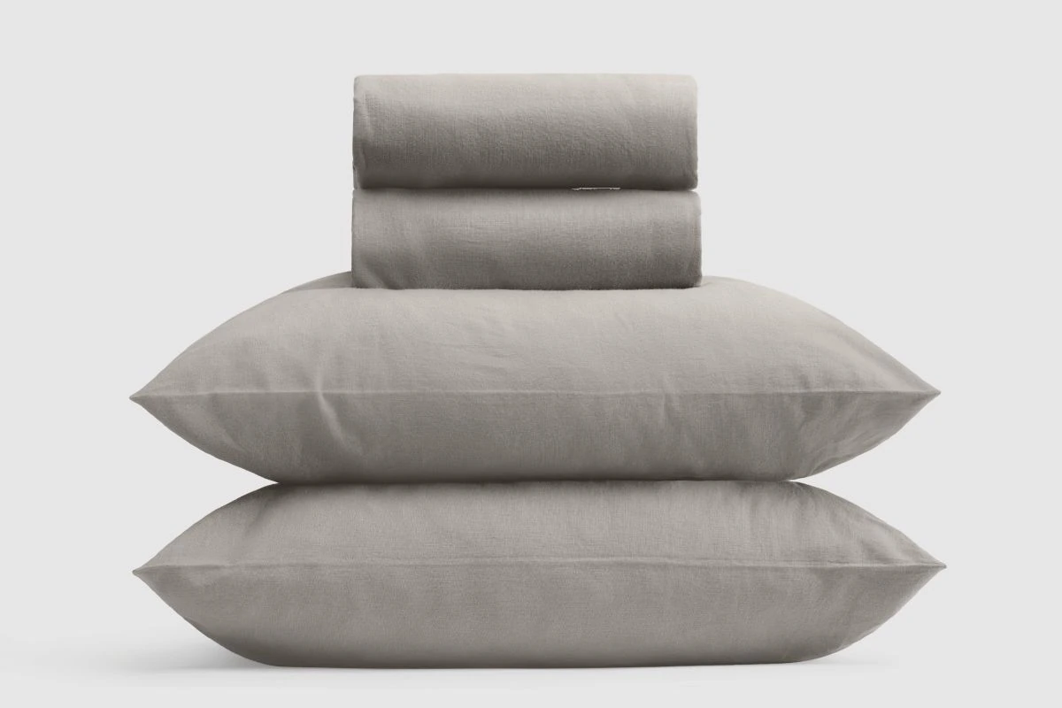 Linen-Cotton Sheet Set — Dove Grey, Queen imagen oficial del producto