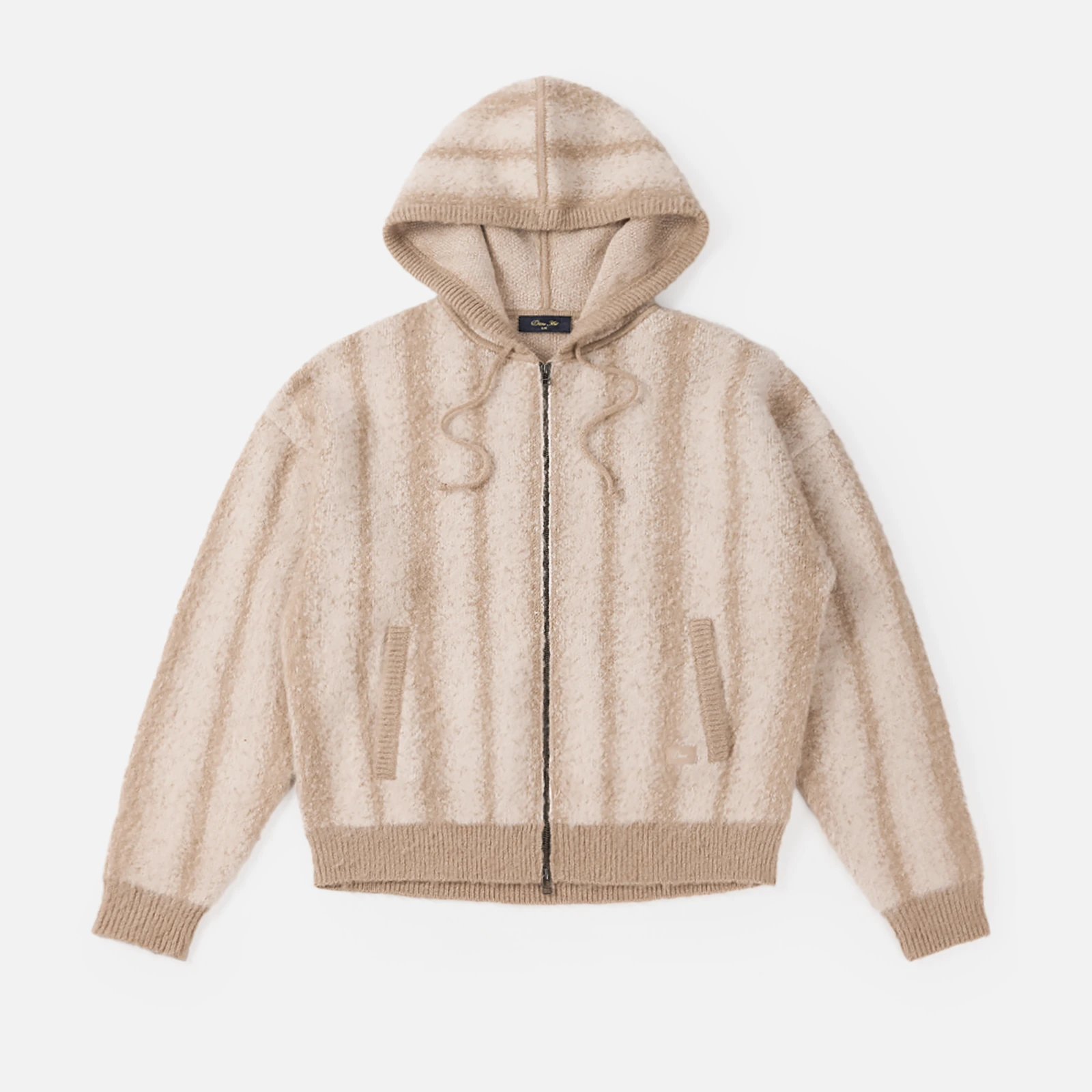 Mohair Striped Zip Hoodie — Cream official product image
