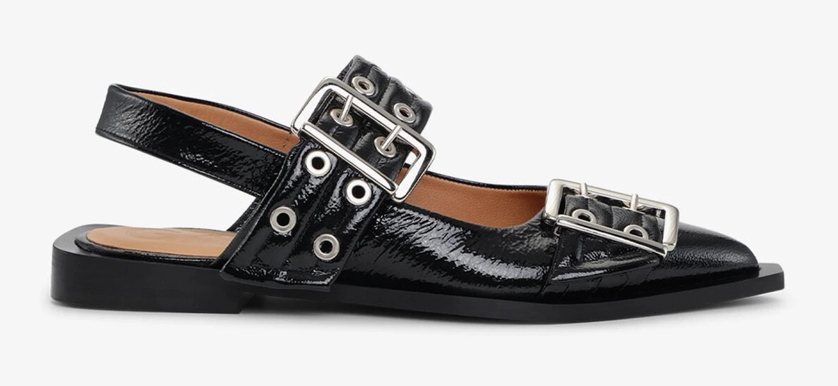 Feminine Buckle Ballerinas — Black official product image