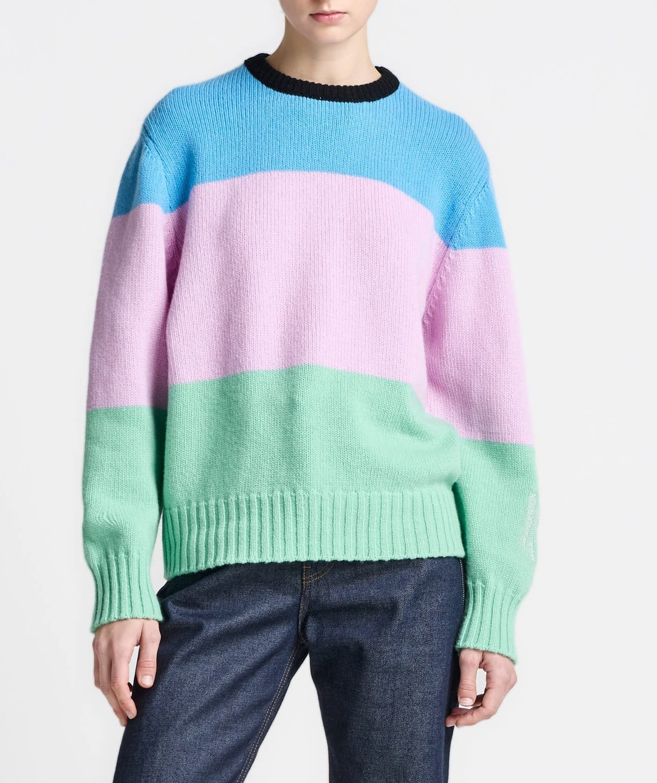 Merino Stripe Jumper — Cornflower Blue official product image