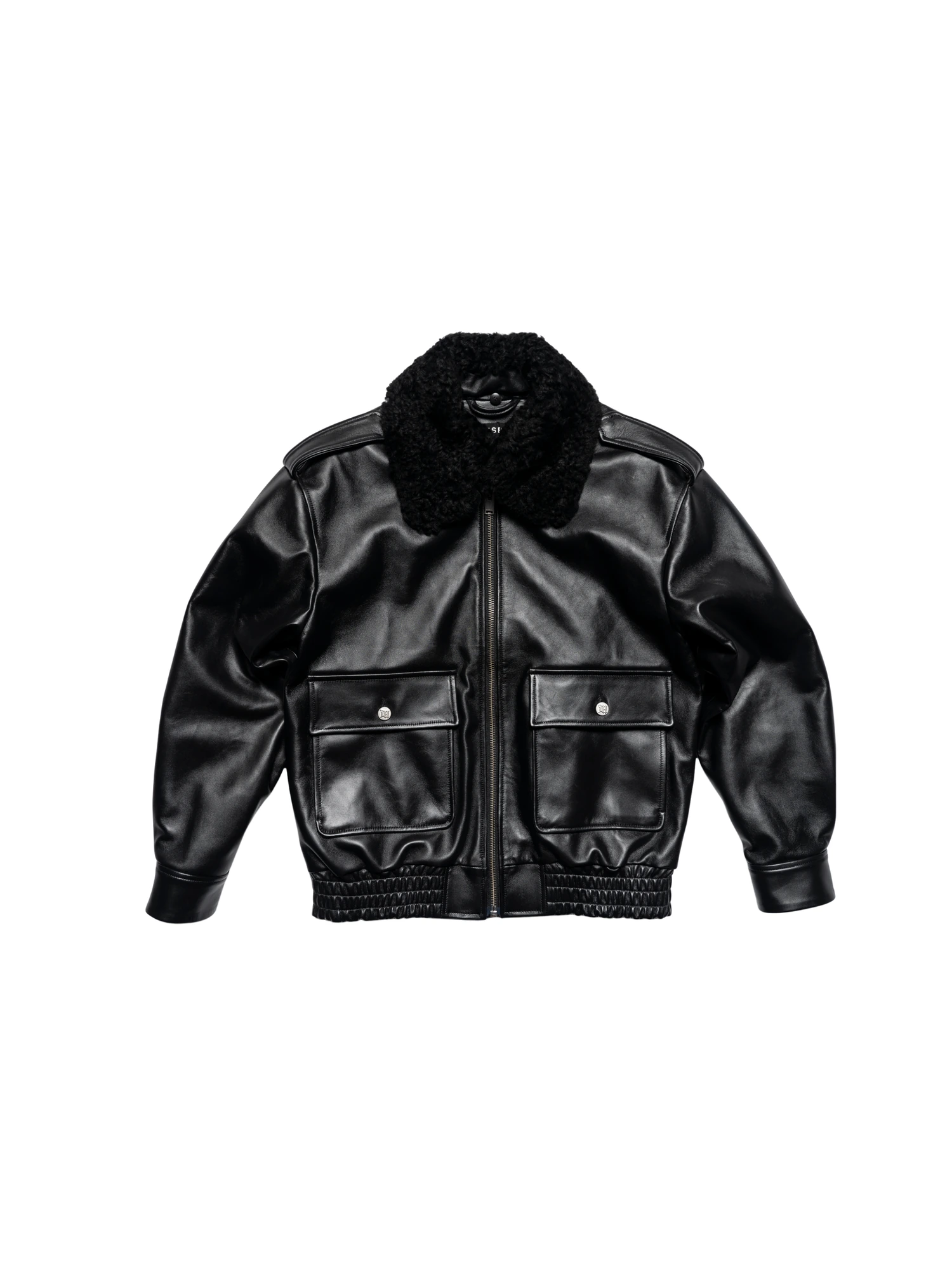 Leather Aviator Jacket — Black official product image