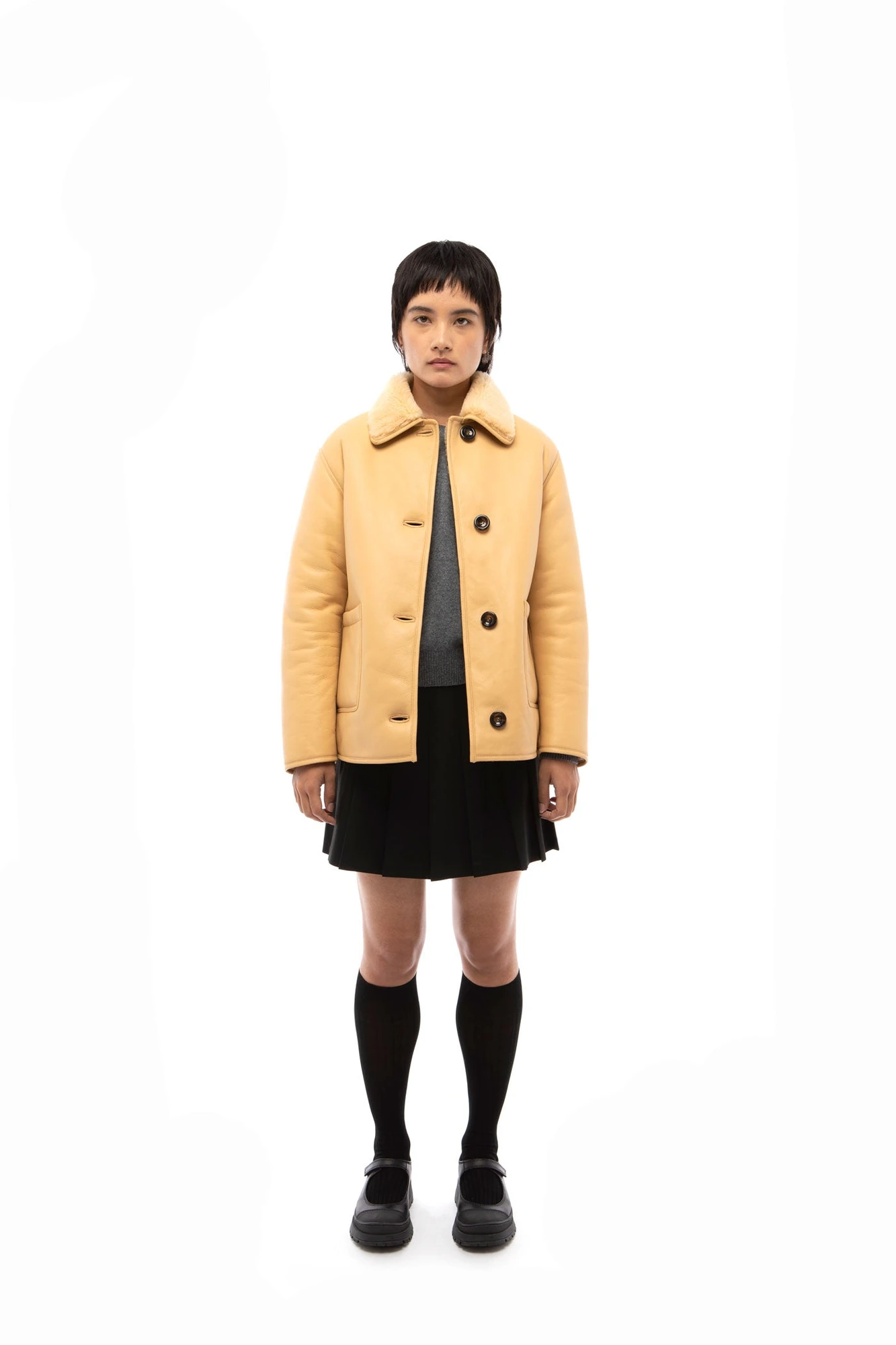 Lou Reversible Coat — Buttercream Shearling official product image