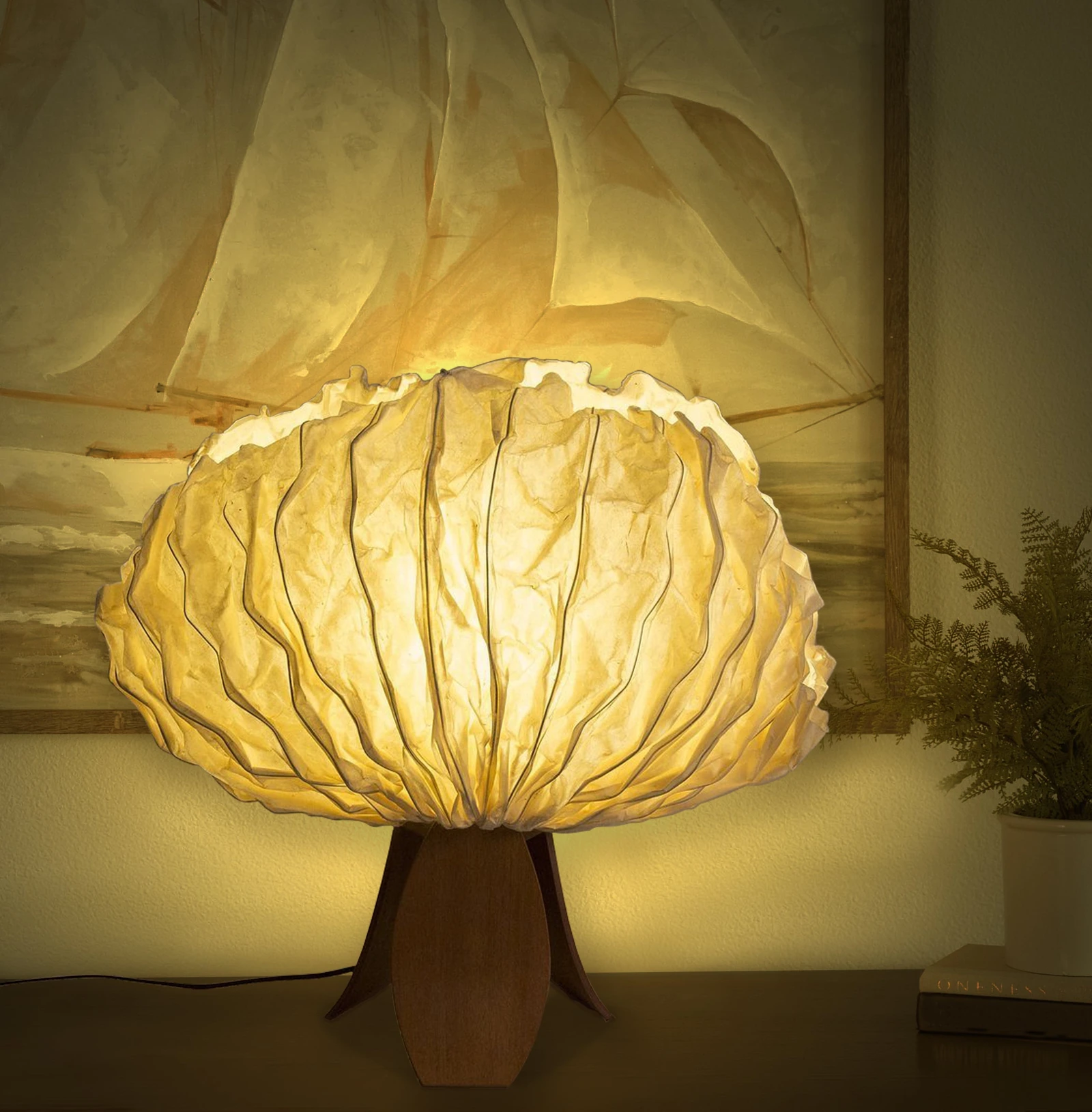 Flame of Forest Concave Table Lamp — Banana Fibre Paper image officielle du produit