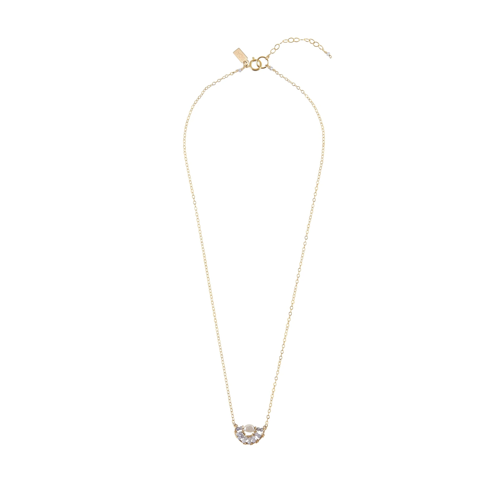 XS Half-Moon Tanzanite Necklace — Lavender / Pearl / Gold imagen oficial del producto