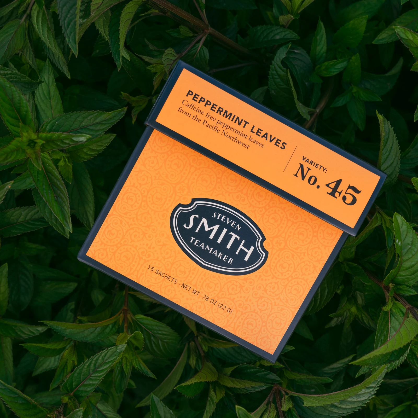 No. 45 Peppermint Leaves — 15 Sachets · official Smith Teamaker photograph