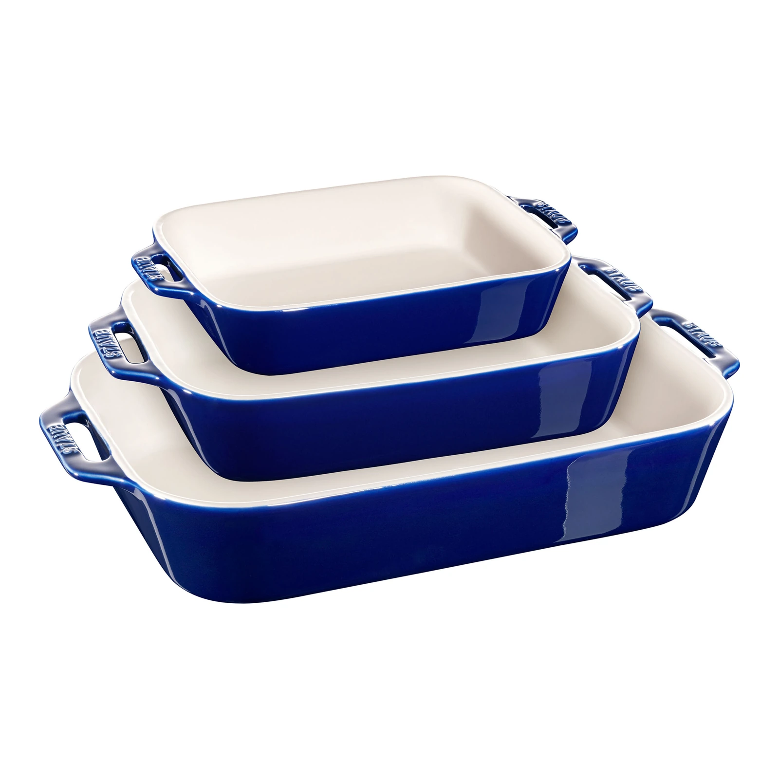 Stoneware Rectangular Baking Dishes — Dark Blue, Set of Three imagen oficial del producto