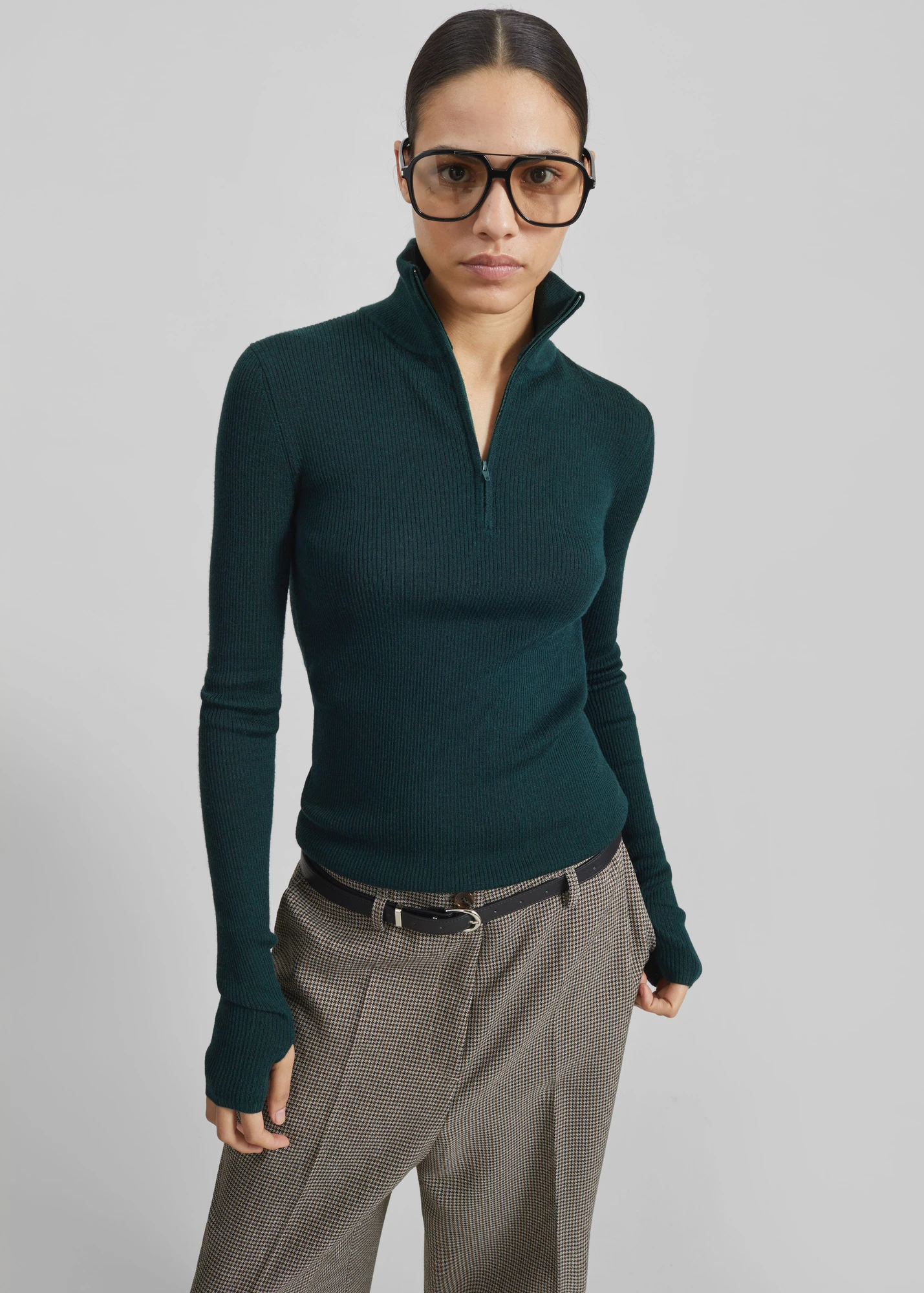 Sade Knit Zip Sweater — Forest Green official product image