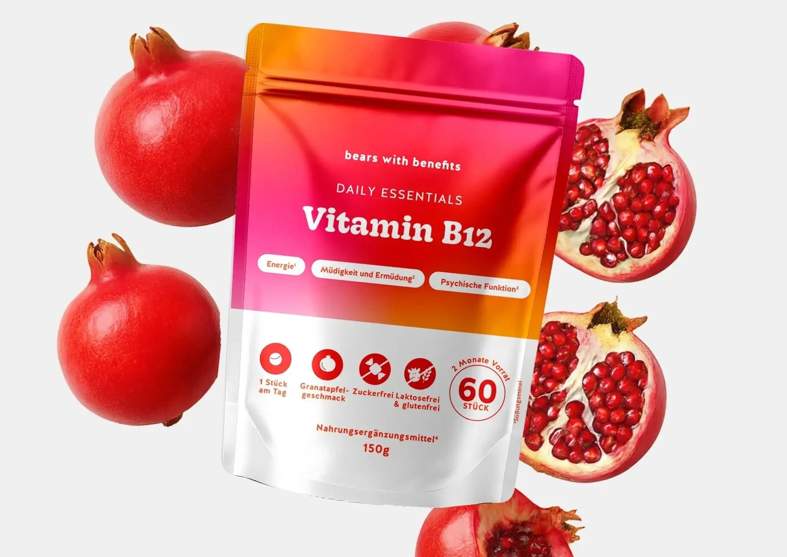 Daily Essentials Vitamin B12 · 60 gummies · photographie officielle Bears with Benefits