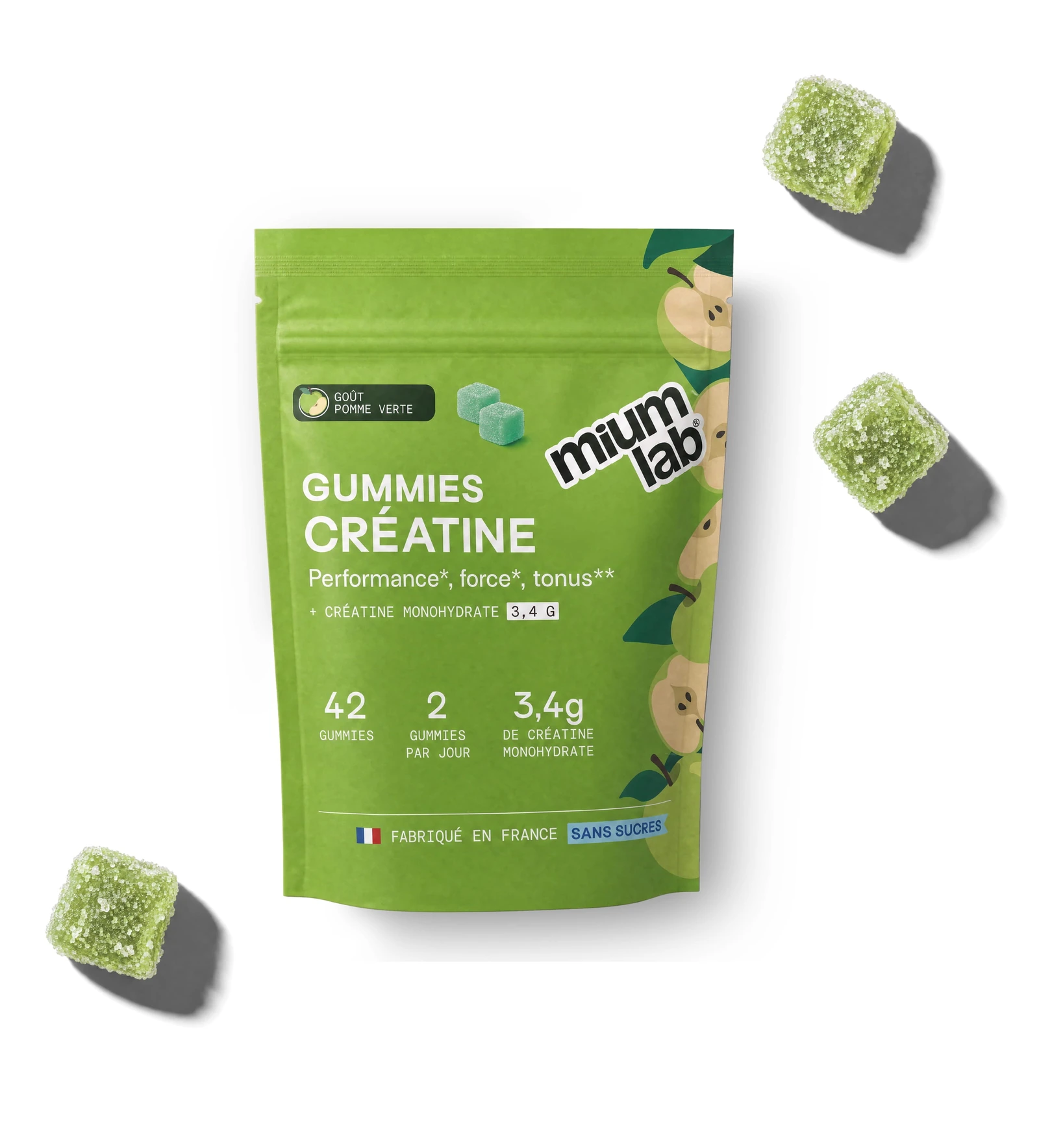 Creatine Gummies · Green Apple · 42 gummies · official Mium Lab photograph