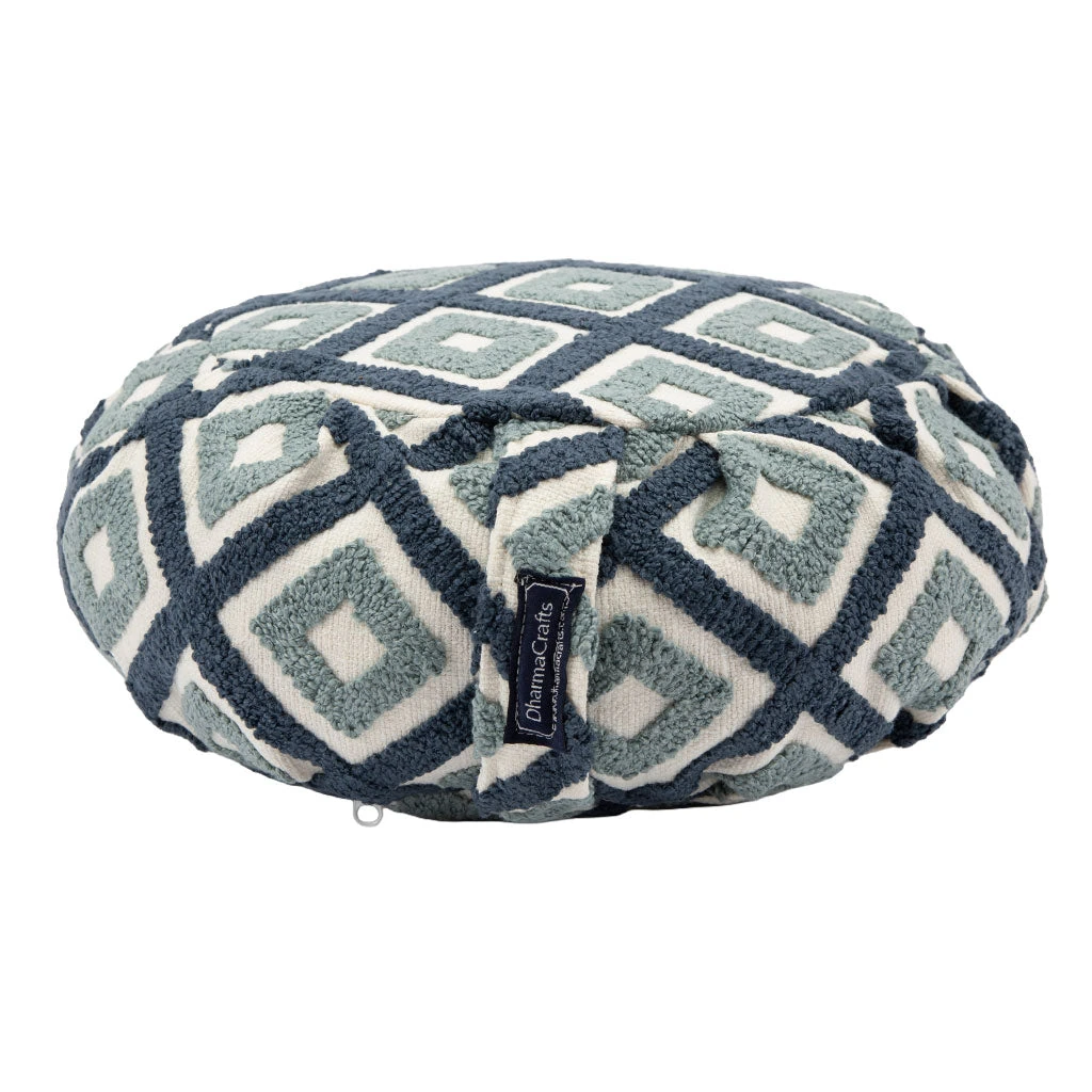 Indigo Mandala Buckwheat Hull Zafu — Regular · official DharmaCrafts photograph