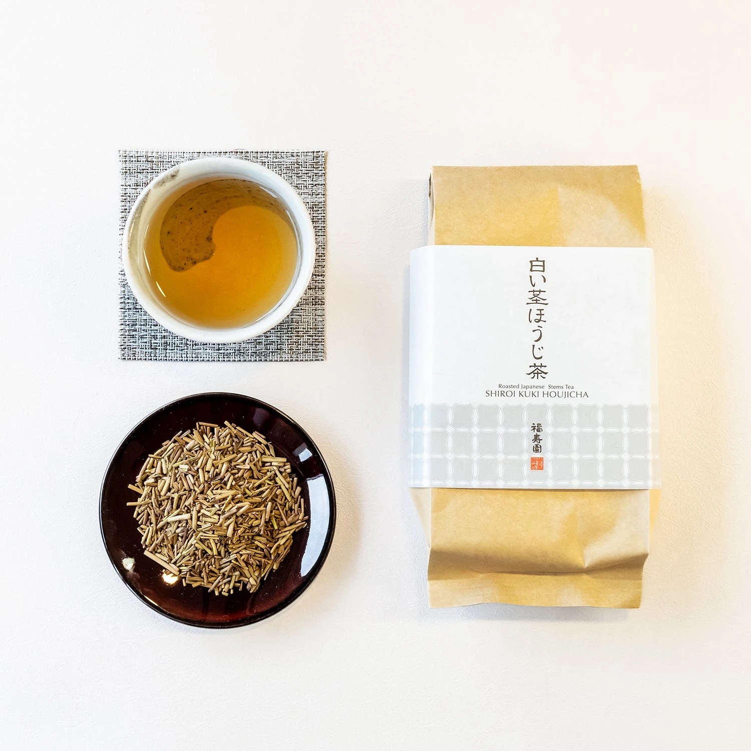 Shiroi Kuki Hojicha — bolsa de 100 g · fotografía oficial Fukujuen