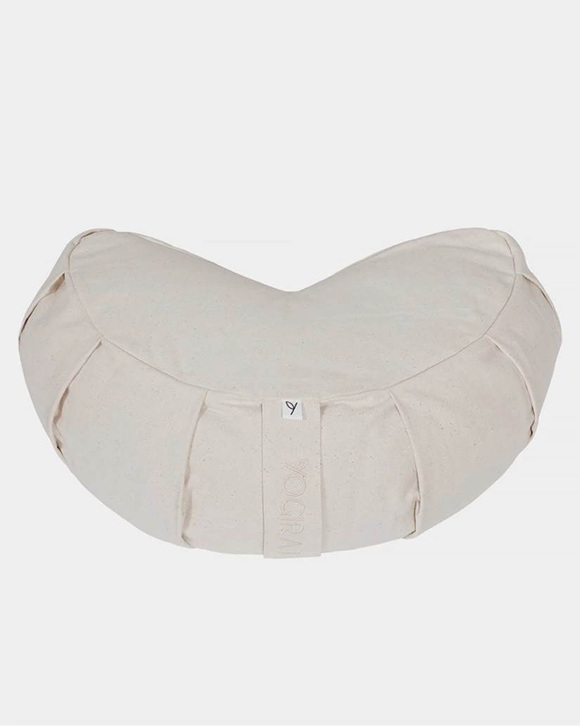 Crescent Meditation Cushion — Natural · official Yogiraj photograph