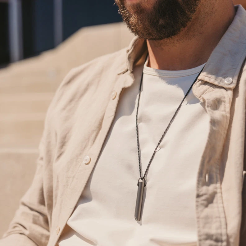 Classic Shift — Matte Slate, Luxe Box Chain · official Komuso Design photograph