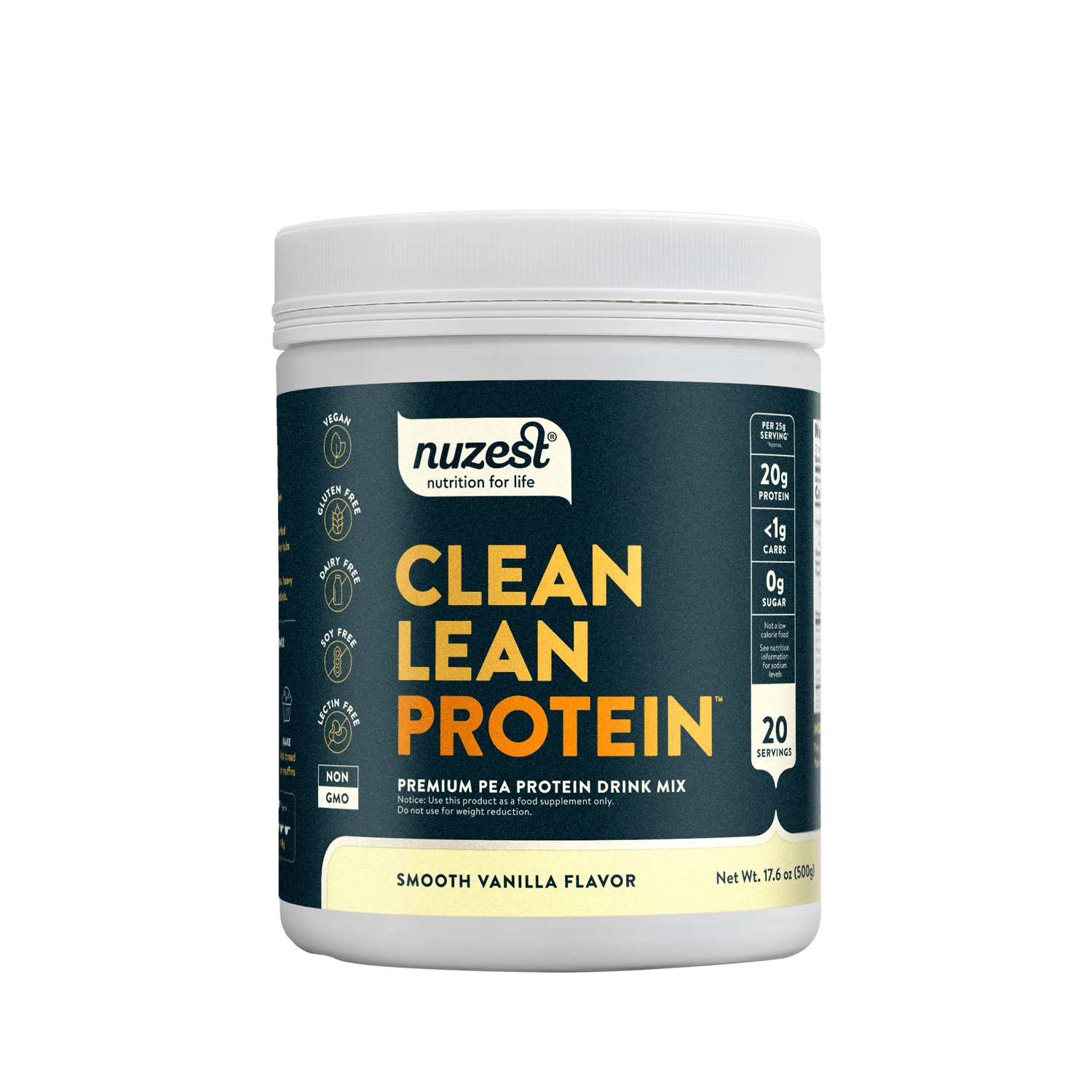 Clean Lean Protein · Smooth Vanilla · 500 g · fotografía oficial Nuzest