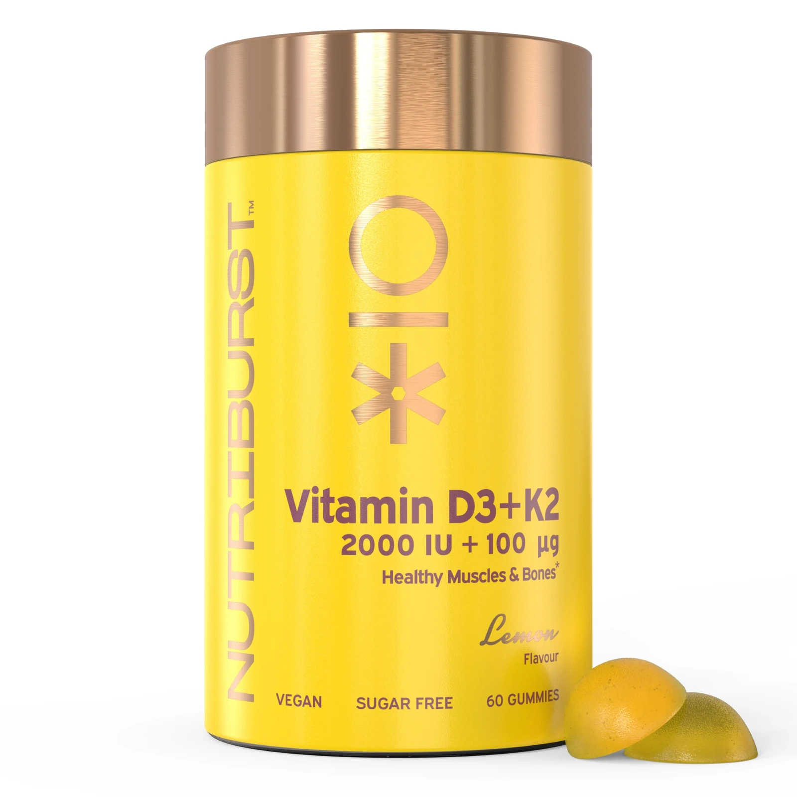 Vitamin D3 + K2 · Lemon · 60 gummies · official Nutriburst photograph